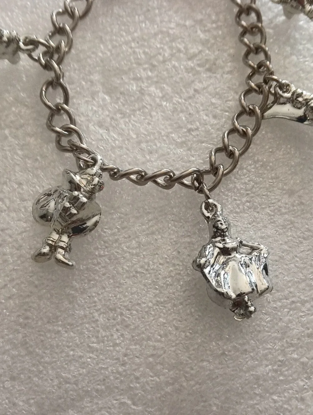 Silver Tone Characters Charm Bracelet